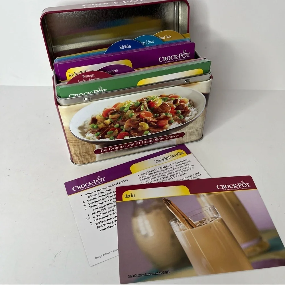 Crock-Pot Recipe Card Collection Tin Box The Original and #1‎ Brand Slow Cooker